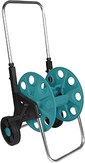 Sillar Schlauchwagen, tragbare Schlauchtrommel für Gartenschlauch, Schlauchaufroller mit Rollen, Handkurbel und klappbarem Griff, platzsparend, ohne Schlauch, bis 60 m 1/2 Zoll
