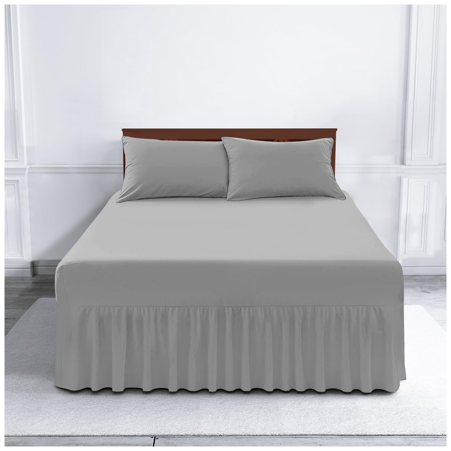 Gc Gaveno Cavailia Silver Gaveno Cavailia Luxury Non-Iron Percale Valance Sheet, Poly-Cotton, Single