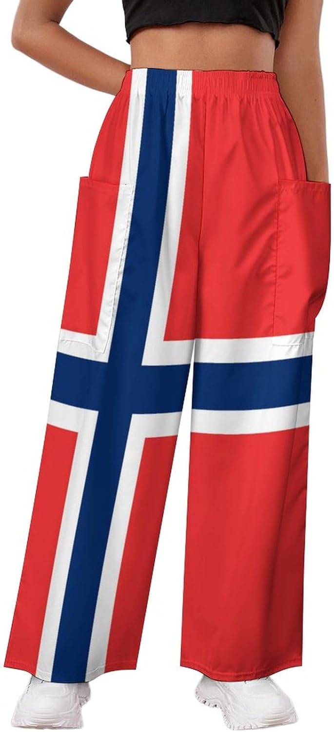 Loose Fit Casual Flag of Norway Pants for Women Comfy Style
