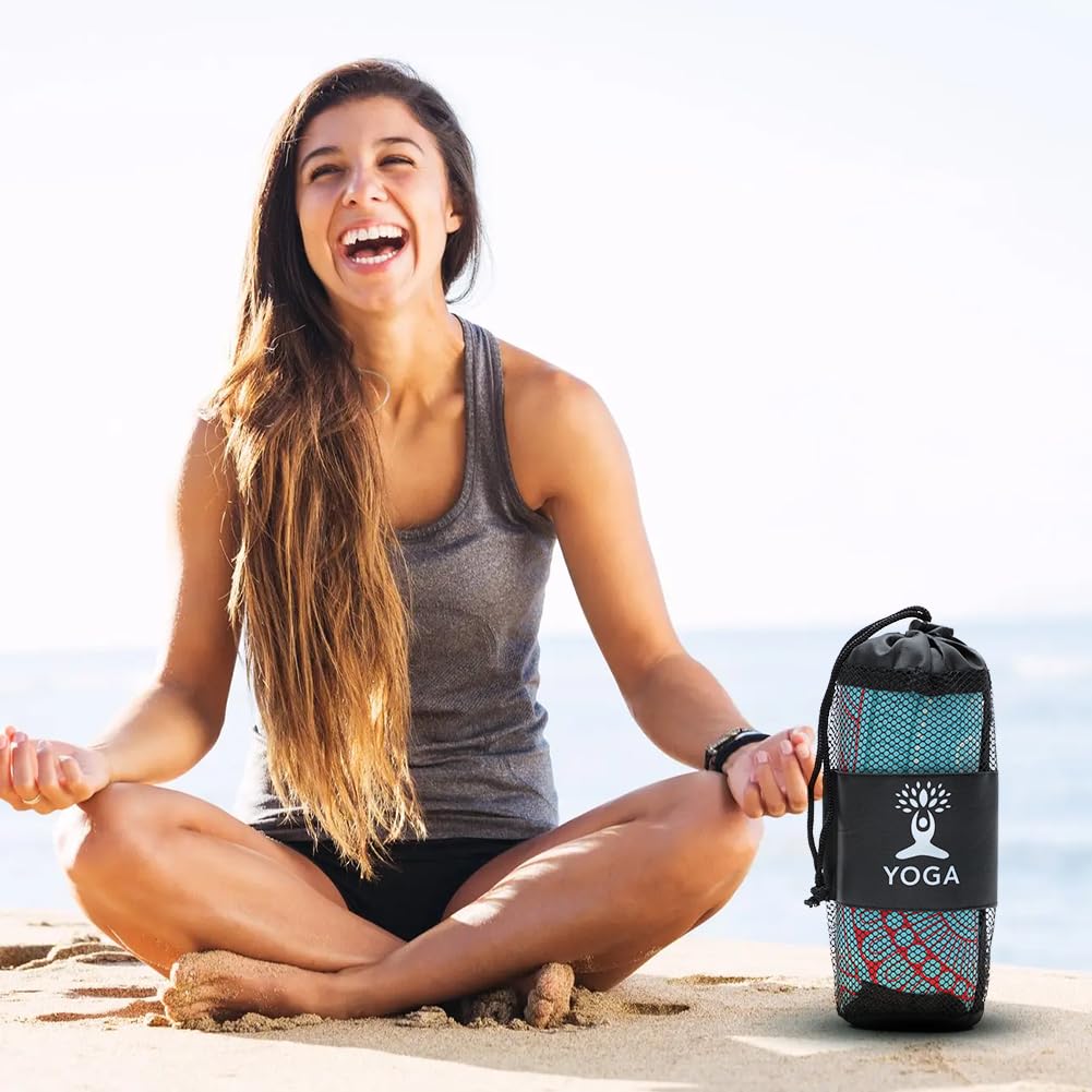 RANJIMA Yogamatten Handtuch, rutschfest Yoga Handtuch Auflage für Yogamatte Matte Decke oder Fitness Zubehör Saugfähig Schnelltrocknend Yogatuch für Pilates Hot Yoga Gym, 185×65cm