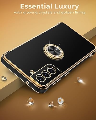 Miniatura 6 de Miss Arts Funda para Samsung Galaxy S22, soporte de anillo de lujo galvanizado con correa, lindo TPU suave para Galaxy S22 funda para mujeres y