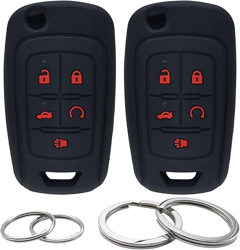GFDesign Funda de silicona para llavero de 5 botones, 2 unidades, protector sin llave compatible con Chevrolet Chevy Malibu Camaro Cruze Limited