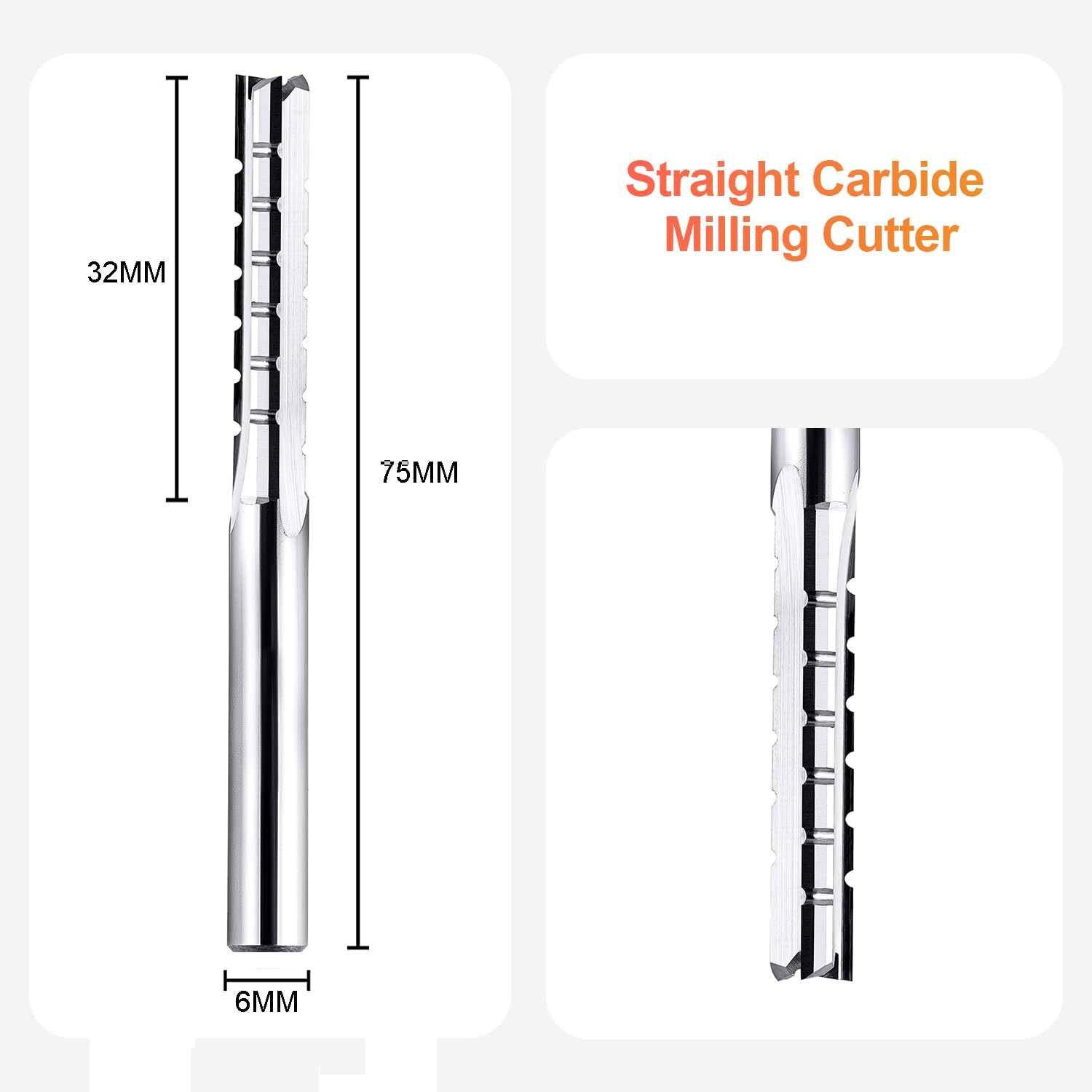 SpeTool Fraises Droites 3 Flûte Fraise CNC avec Pointe en Carbure de Tungstène Diamètre de la tige 32 mm Longueur de Coupe
