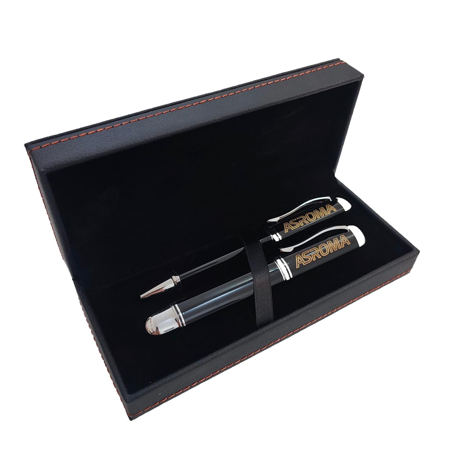 Generico Set Penne Roma – 2 Biro con Astuccio in Simil Pelle Nero – Prodotto Ufficiale