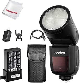 Godox V1-S Flash for Sony, 76Ws 2.4G TTL Round Head Flash Speedlight, 1/8000 HSS, 480 Full Power Shots, 1.5s Recycle Time, 2600mAh Lithium Battery, 10 Level LED Modeling Lamp, W/Cleaning Cloth