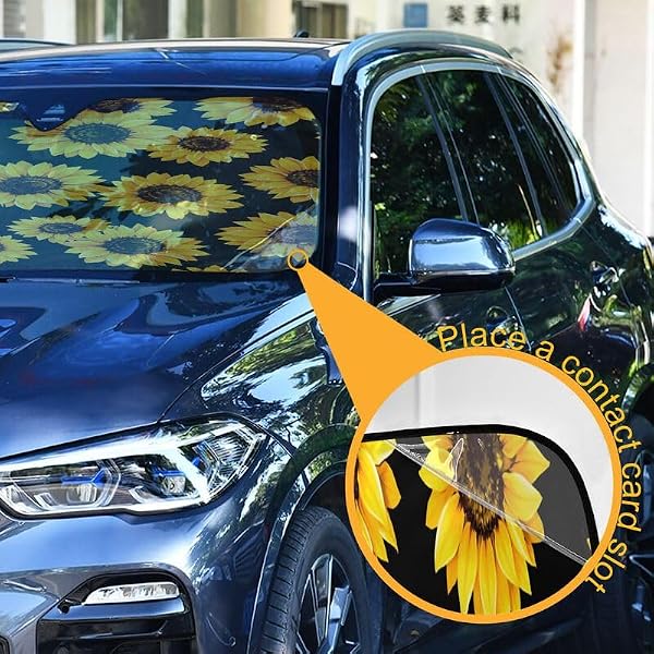 Bolaz Sunflower Car Windshield Sun Shade, Blocks Sun Visor Protector Foldable Sun Shield for Most Sizes by Bolaz - Used condition - Image 3
