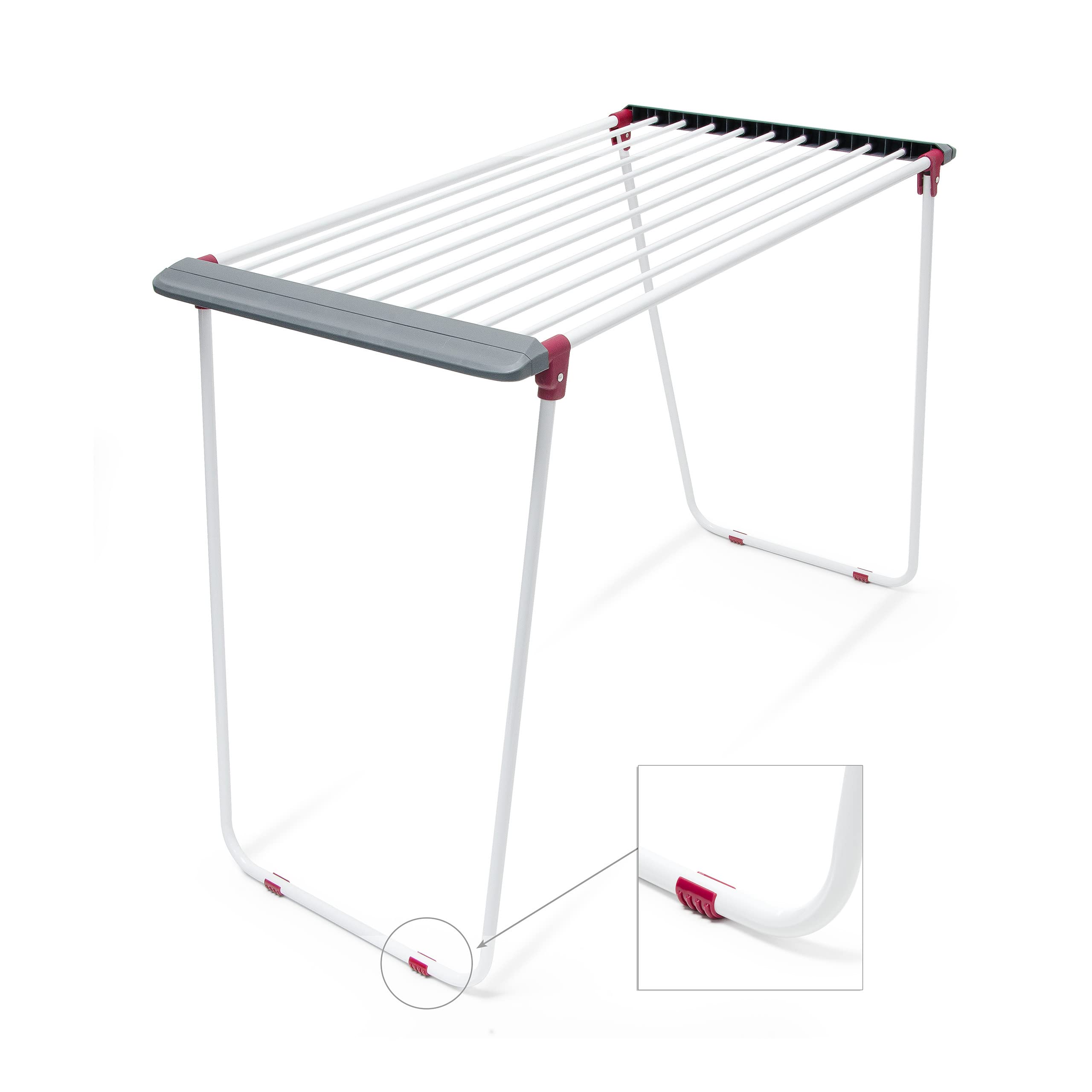 Relaxdays Tendedero Plegable, Soporte Secar Ropa Extensible de Pie, Hierro, 18m Largo de tendido, 91x63x199 cm, Blanco
