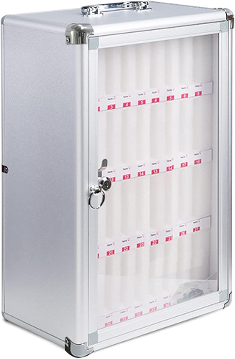 Cell Phone Locker Box for Classroom with Door Locks and Keys Clear Acrylic Jail Storage Cabinet，Secure Cell Phone Storage Cabinet with Lockable Safety for Office, School & Meeting Rooms - 36