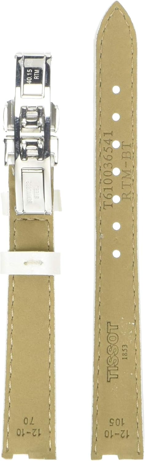 Tissot womens Leather Calfskin Watch Strap White Pearl T600036540