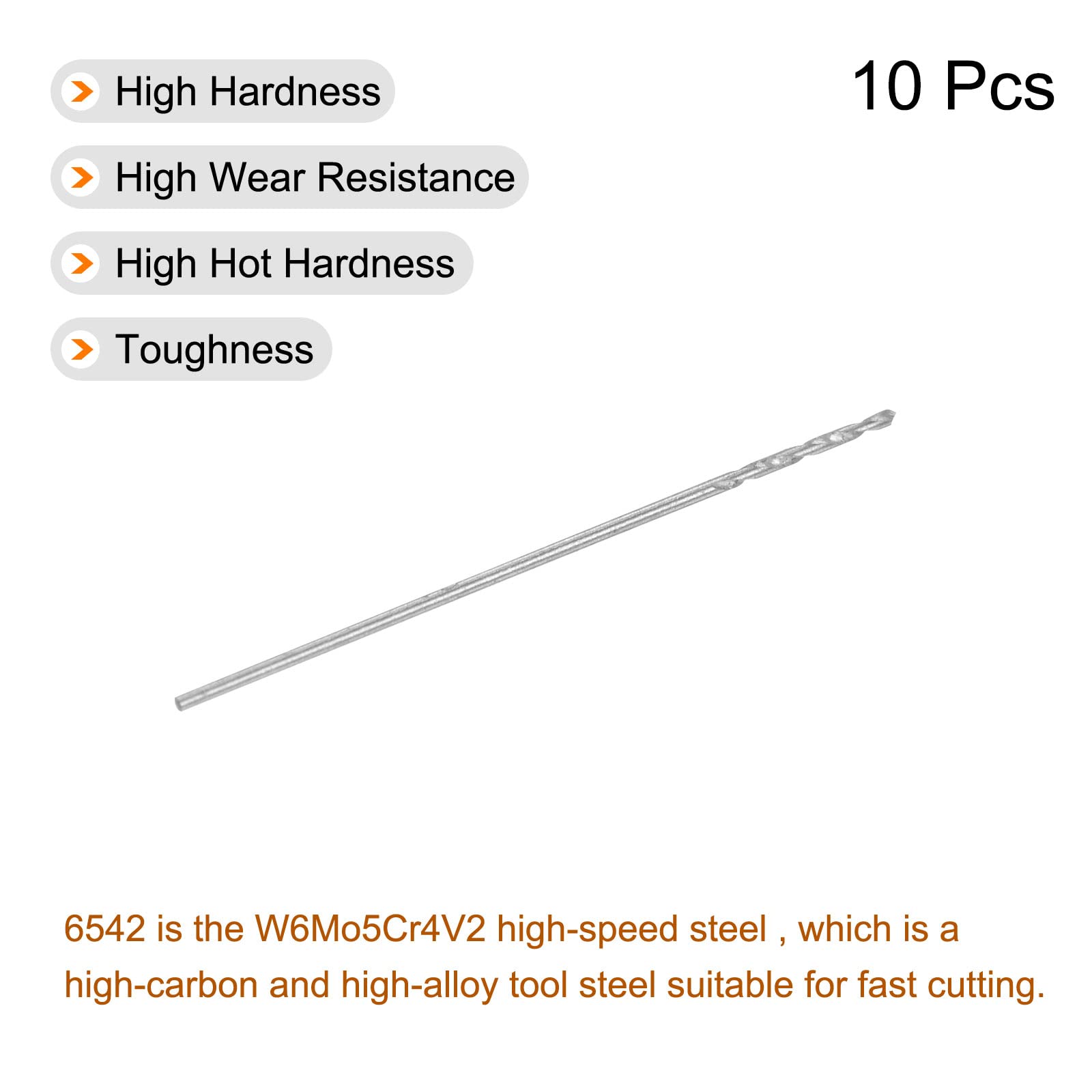 sourcing map 10 Stück 0,45 mm HSS (Schnellarbeitsstahl) W6542 Mikrobohrer, vollständig geschliffen, 20 mm Länge, Bohrer für Baustahl, Kupfer, Aluminium