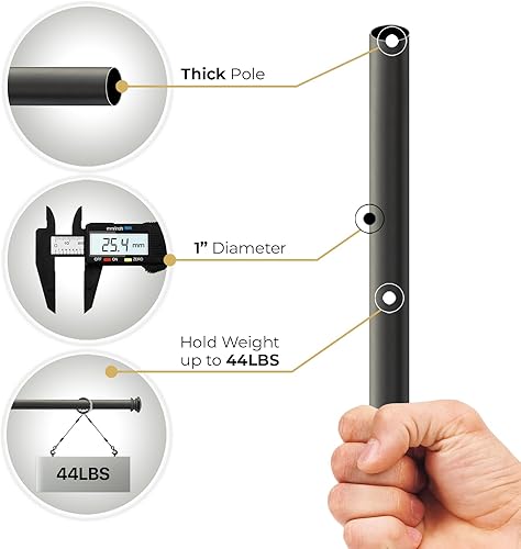 Miniatura 9 de Deco Window Varillas de cortina dobles de 72 a 144 pulgadas con bola acrílica, poste de acero inoxidable resistente para girar y bloquear, diámetro