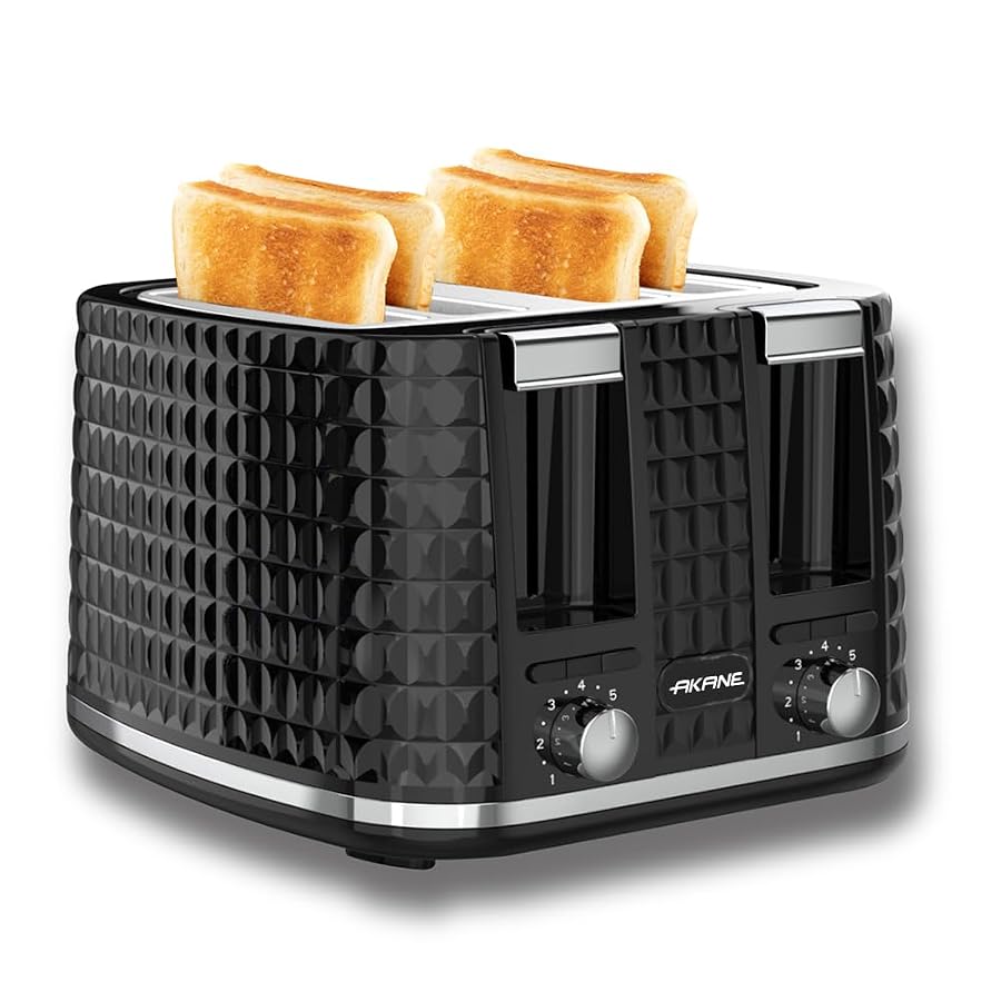 AKANE 1500W 4 Slice Toaster A.503, 4-Slice Bread Toaster with Fast Heating, Even Browning Control, Compact Tostadora for Breakfast Toast and Daily Kitchen Use