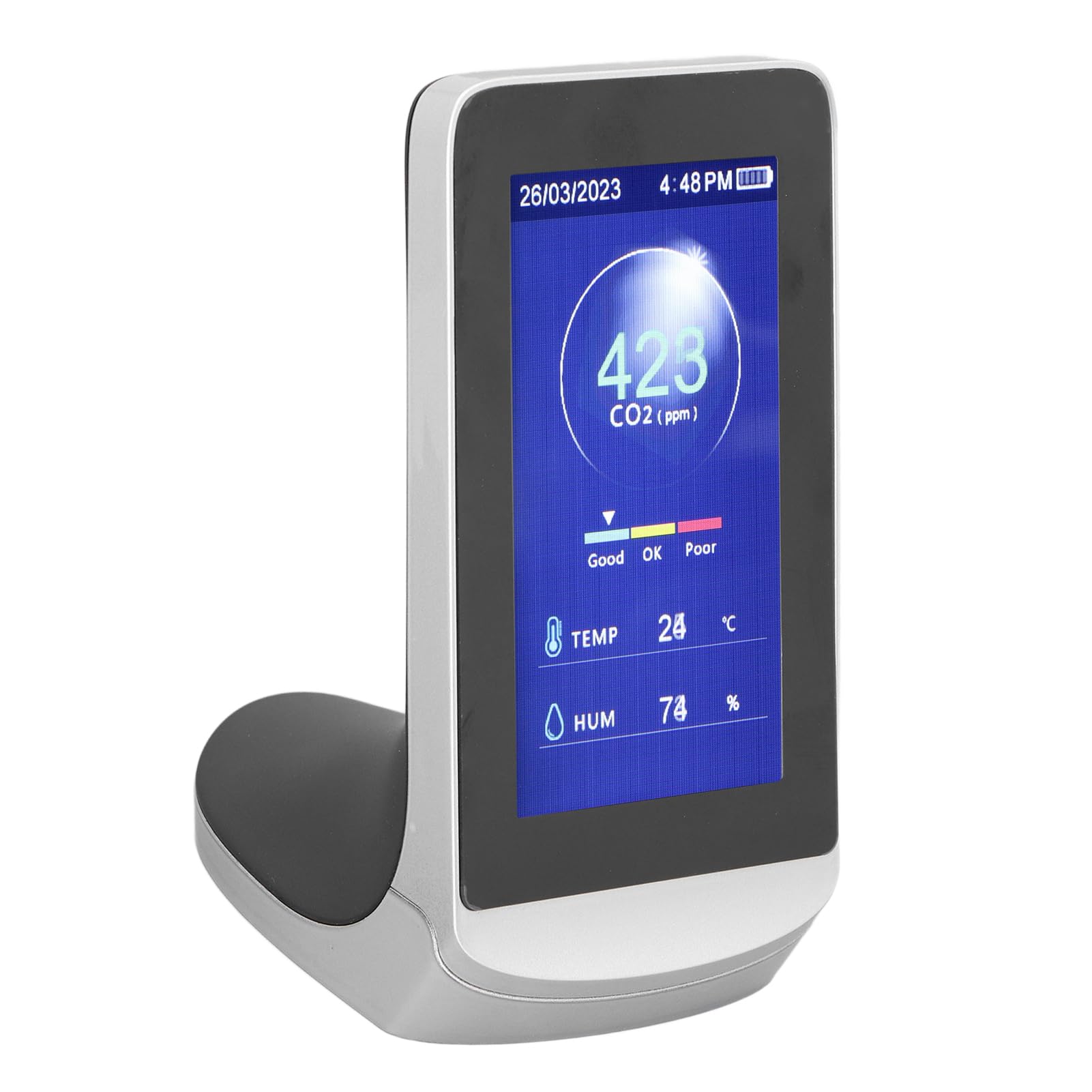 Monitor de calidad del aire de CO2 con sensor infrarrojo NDIR, batería de 3000 mAh y pantalla LCD de 4,3 pulgadas, un detector de dióxido de carbono 3 en 1 para la