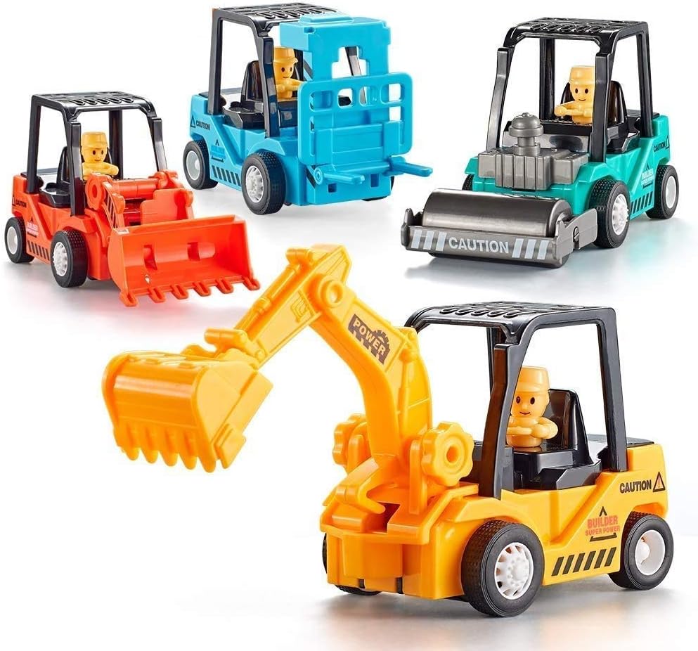 EUPHORIA DIY Take Apart Toys Free Wheel Unbreakable Toys Puzzle Disassembly, Assembly, Removable, Educational and Learning Toys with Screw Driver Building Construction Vehicle (Yellow) -Set of 4