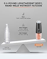 Vista 5 de AmuseWit Molinillo de pimienta eléctrico por gravedad o molinillo de sal [luz blanca] Molinillo de pimienta automático recargable por USB, rugosidad