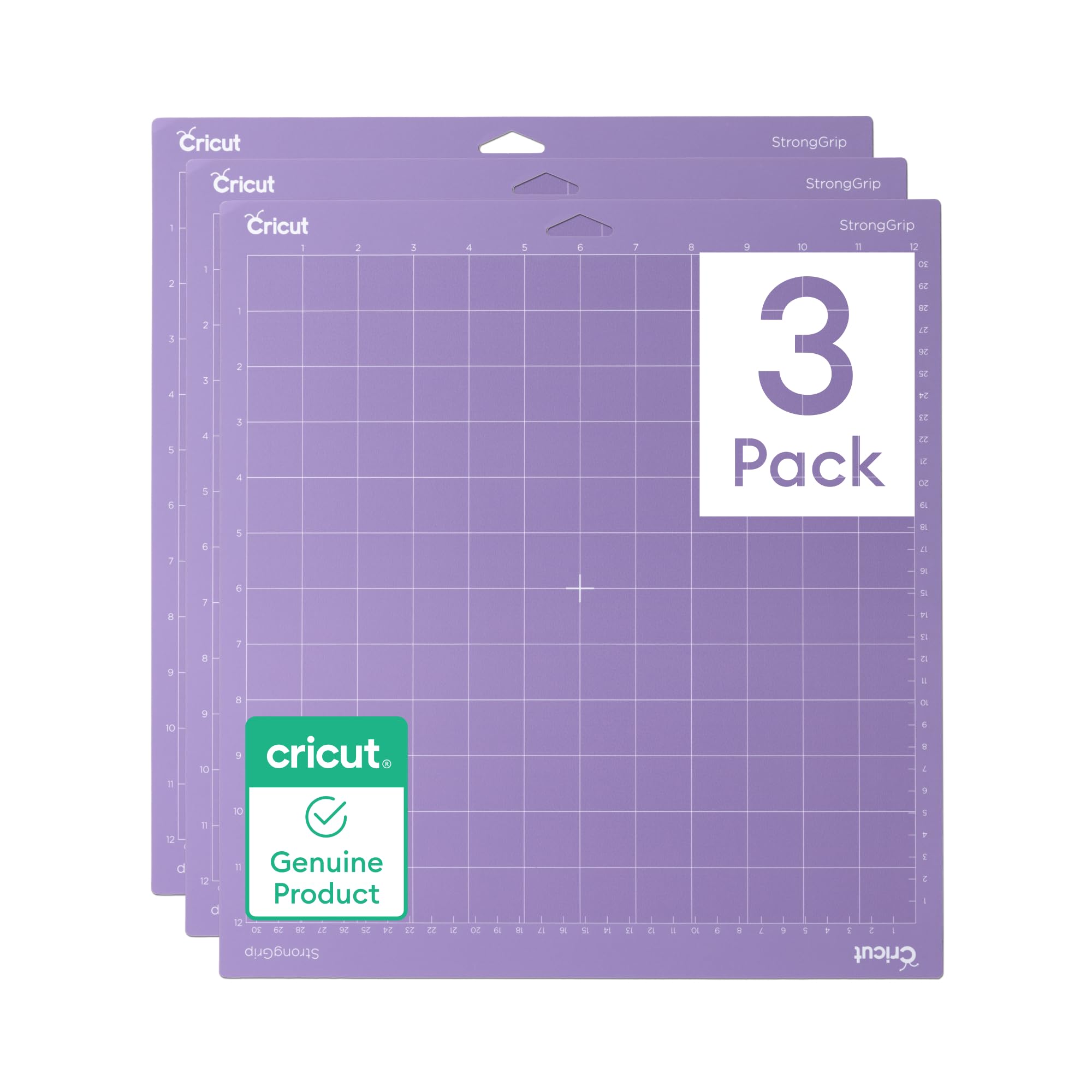 StrongGrip Cricut Cutting Mat 12in x 12in, Craft Mat for Cricut Maker & Explore, Use with Heavyweight Materials - Specialty Cardstock, Matboard & More, Reusable, Clear Protective Film (3 Count)