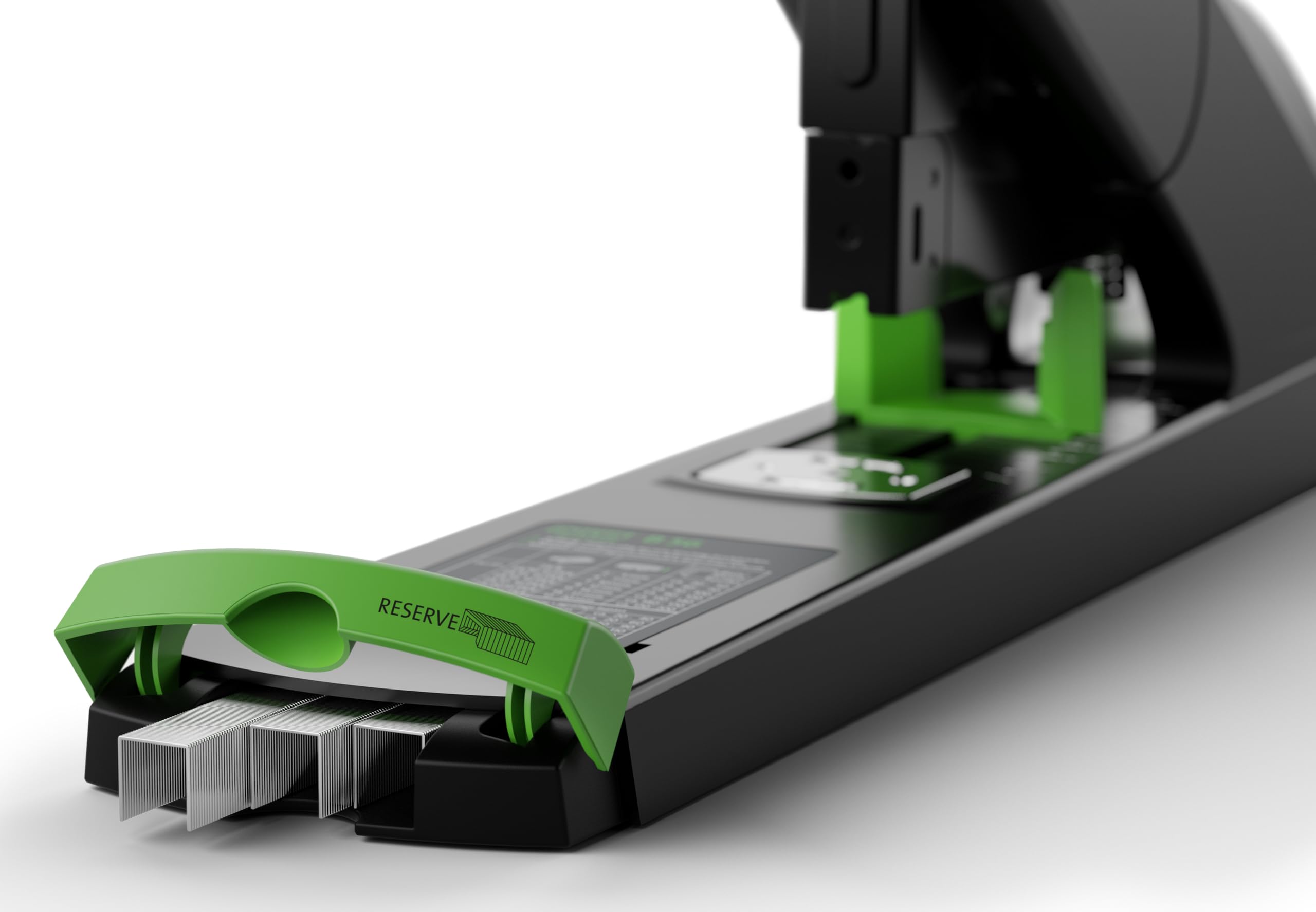 Novus B 56 re+new nachhaltiges Blockheftgerät (Heftleistung 200 Blatt, variabler Einlegetiefe bis 75 mm, Vollmetallgerät mit Kunststoffummantelung aus 82% recyceltem Kunststoff) schwarz grün