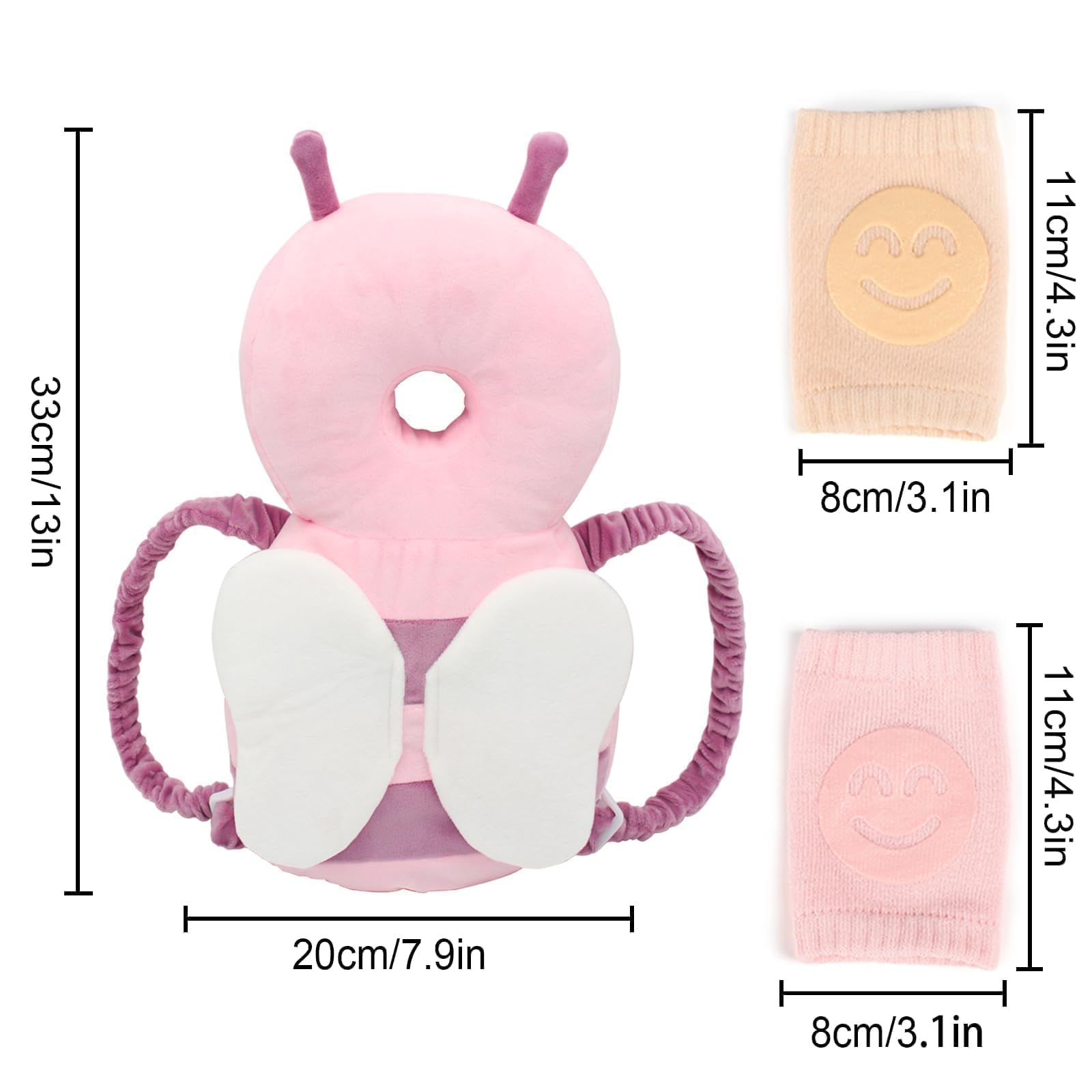 Protector de Cabeza para Bebés, Almohadilla Protectora Ajustable Contra Impactos, Suave y Transpirable, Adecuada para Bebés que Gatean de 4 y 36 Meses (Rosa)