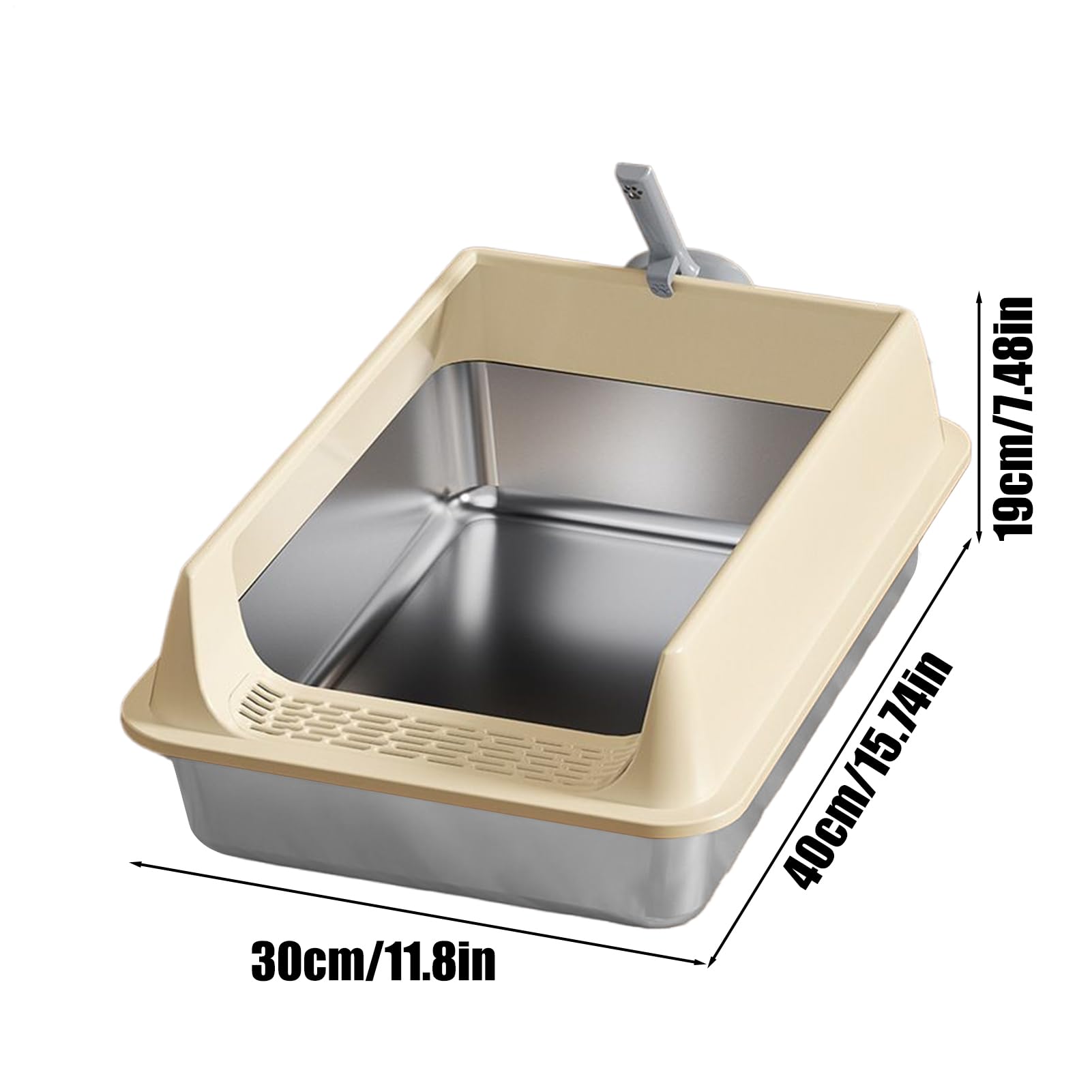 Arenero grande para gatos Bandeja en Acero Inoxidable con Control de Olores | Arenero Cerrado Para Gatos Bandeja Con Pala Y Gran Control De Olores Para Arenero Cerrado, Interior, Hogar, Sal