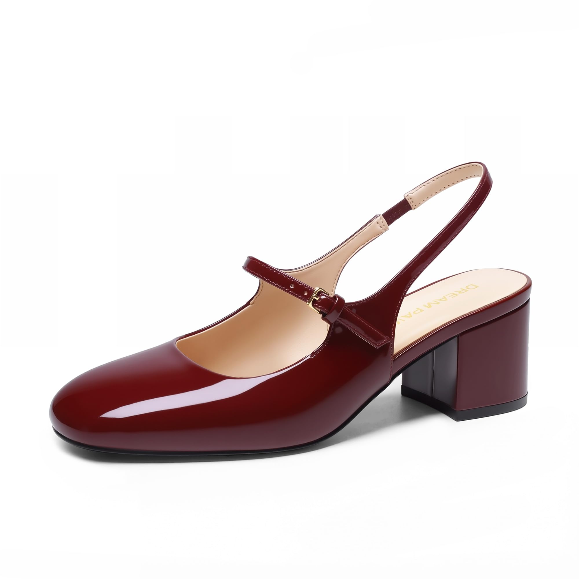 Women's Mary Jane Low Chunky Heels Slingback Closed Square Toe Dress Shoes Wedding Party Work Office Pumps Shoes