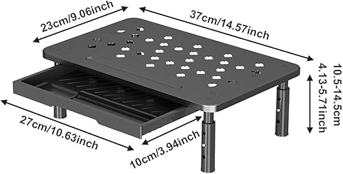 Miniatura 4 de Soporte elevador para monitor de escritorio, organizador de escritorio, práctico y moderno, 3 alturas ajustables con cajón de almacenamiento para