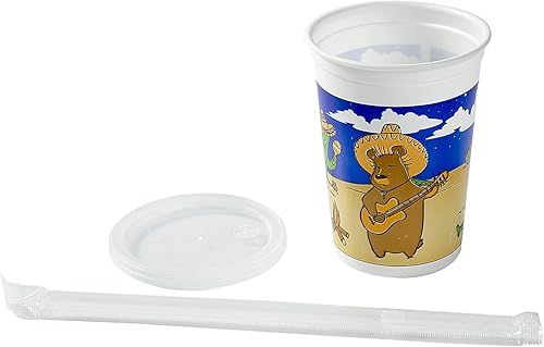 Miniatura 3 de AmerCare Vasos térmicos de temática mexicana de 12 onzas con pajitas y tapas, caja de 250