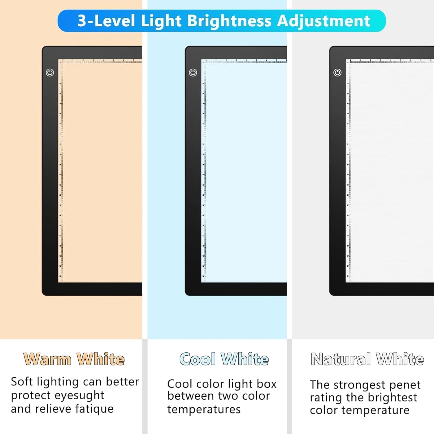 Slide Viewer Light Box for 35mm Slides & Film Negatives, A4 Ultra-Thin LED Light Pad for Scanning & Digitising Old Photos, 3 Adjustable Brightness, USB Powered Photo Negative Scanner Backlight - 4