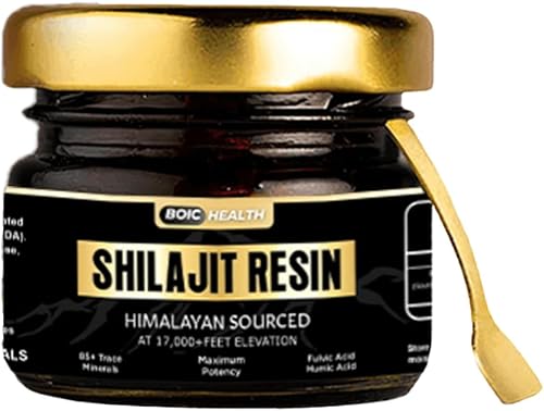 Shilajit orgánico puro de máxima potencia para hombres y mujeres con más de 85 minerales traza suplemento para energía, rendimiento y sistema