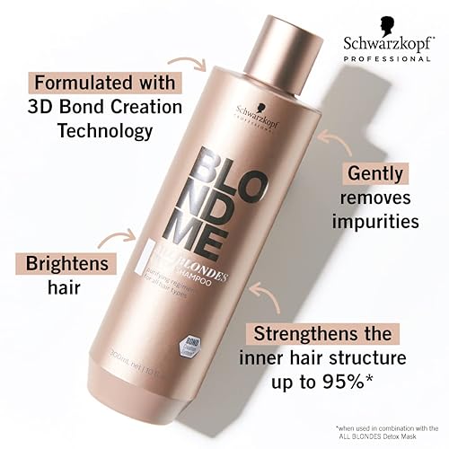 Miniatura 2 de BLONDME Champú desintoxicante All Blondes  Limpieza aclarante para cabello teñido y rubio natural  Tratamiento hidratante para suciedad, aceite,