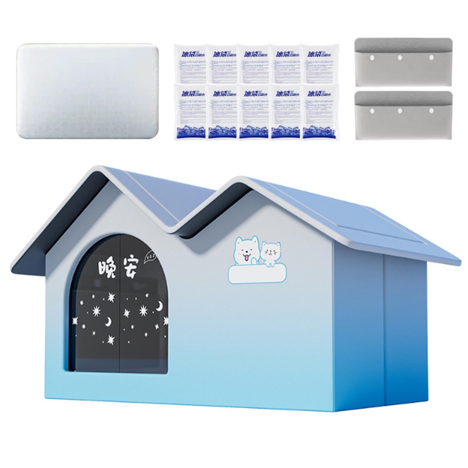 Pet Cooling House With Ice Packs, 40x40x37cm Dog Air Conditioner House