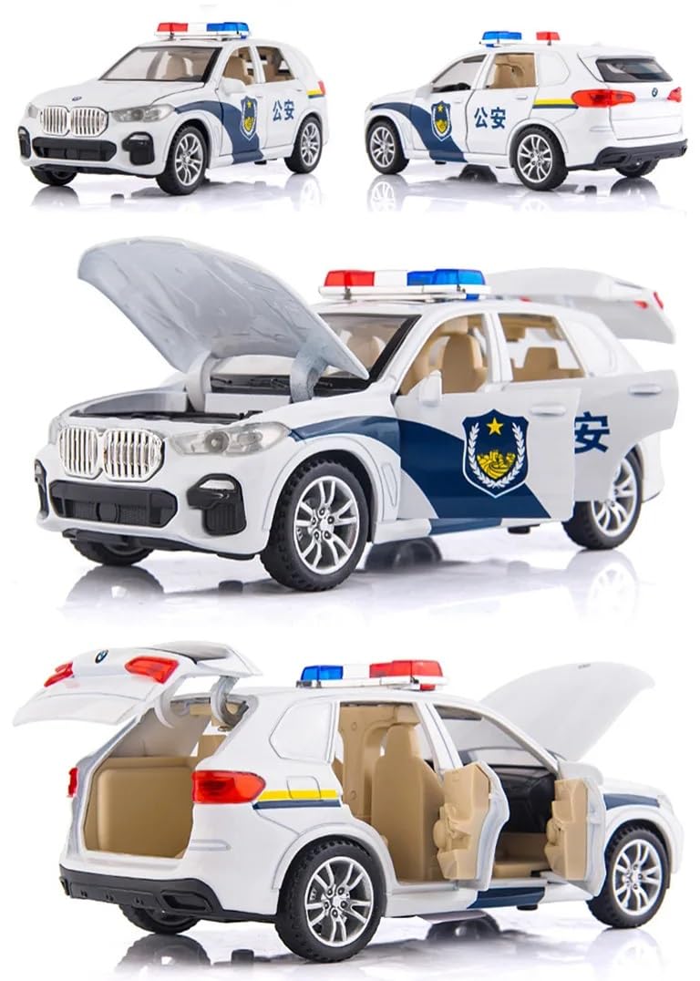 VARIYA ENTERPRISE® 1:32 BMW X5 Police Toy Car Metal Pull Back Diecast Car with Openable Door and Sound Light, Gifts Toys for Kids【 Multicolor 】