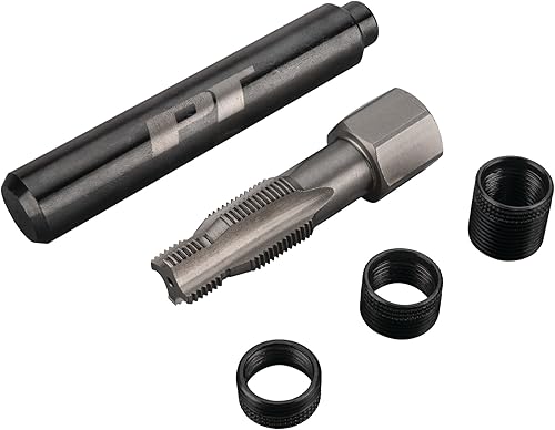 Performance Tool W86910 Kit de reparación de bujías M14-1.25 Tamaño de rosca y escariador cónico HSS, (3) insertos de acero inoxidable 503
