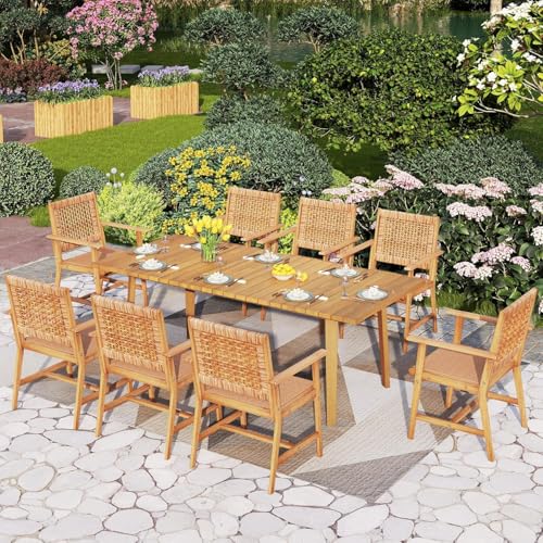 PHI VILLA 9-Piece Acacia Outdoor Dining Set