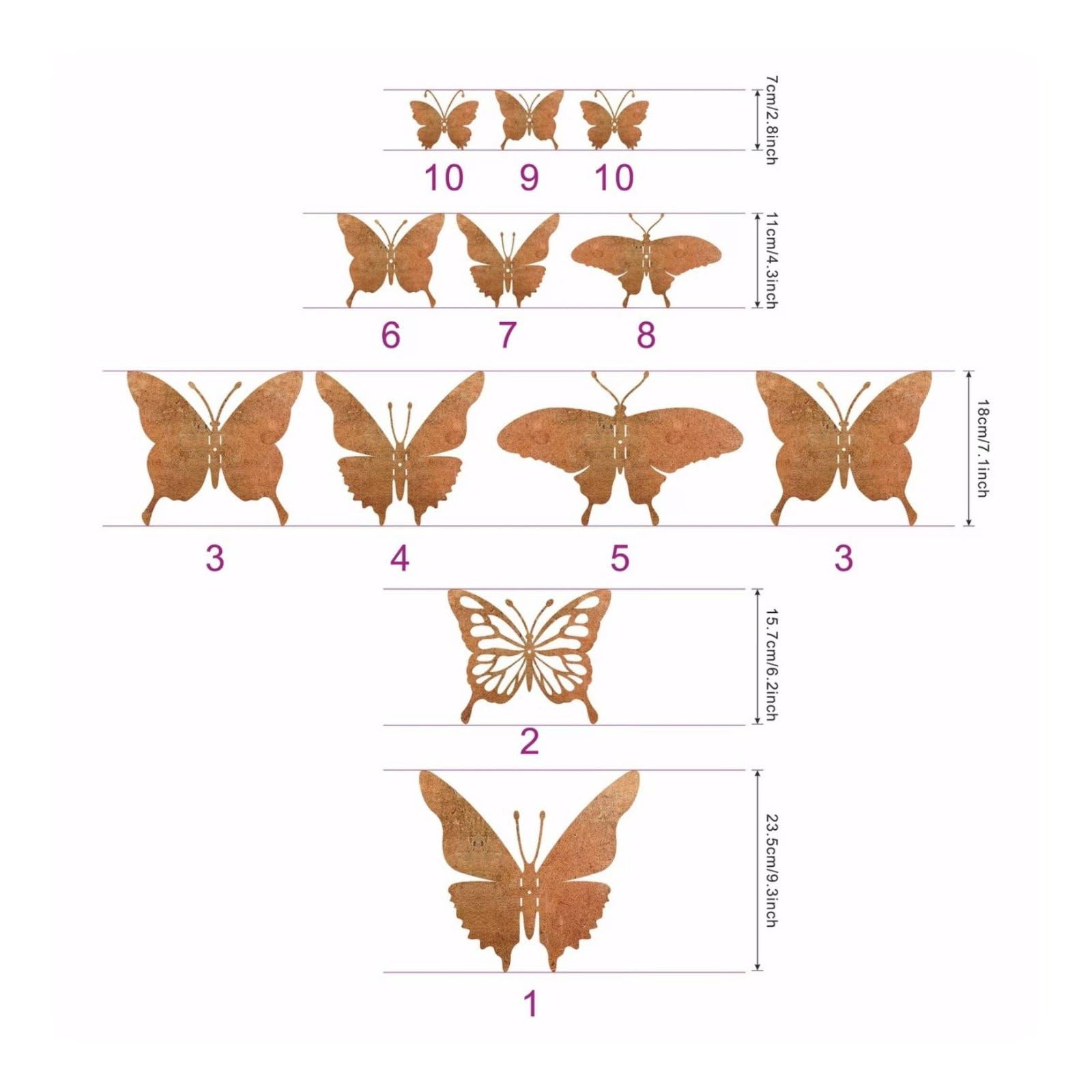 Jinhxofs 12 Pezzi Farfalla Arrugginita Resistente, Farfalla Decorative in Metallo, Regalo Decorazione Murale per Staccionata, Esterno, Giardino, Cortile