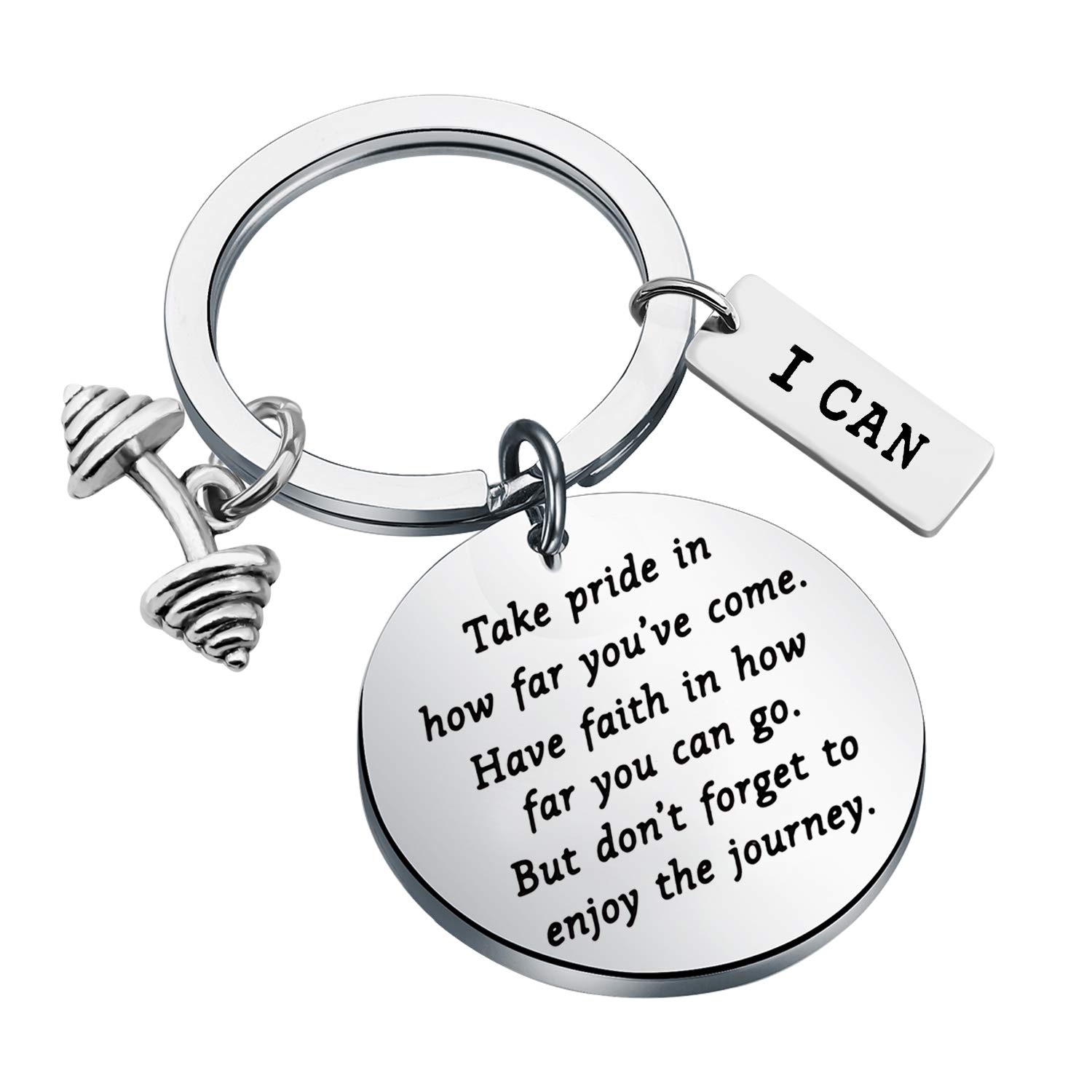 Ensianth Silver Fitness Gifts Bodybuilder Keychain Dumbbell Gifts Fitness Trainer Gift Gym Workout Jewelry For Fitness Instructor Gifts (Silver)