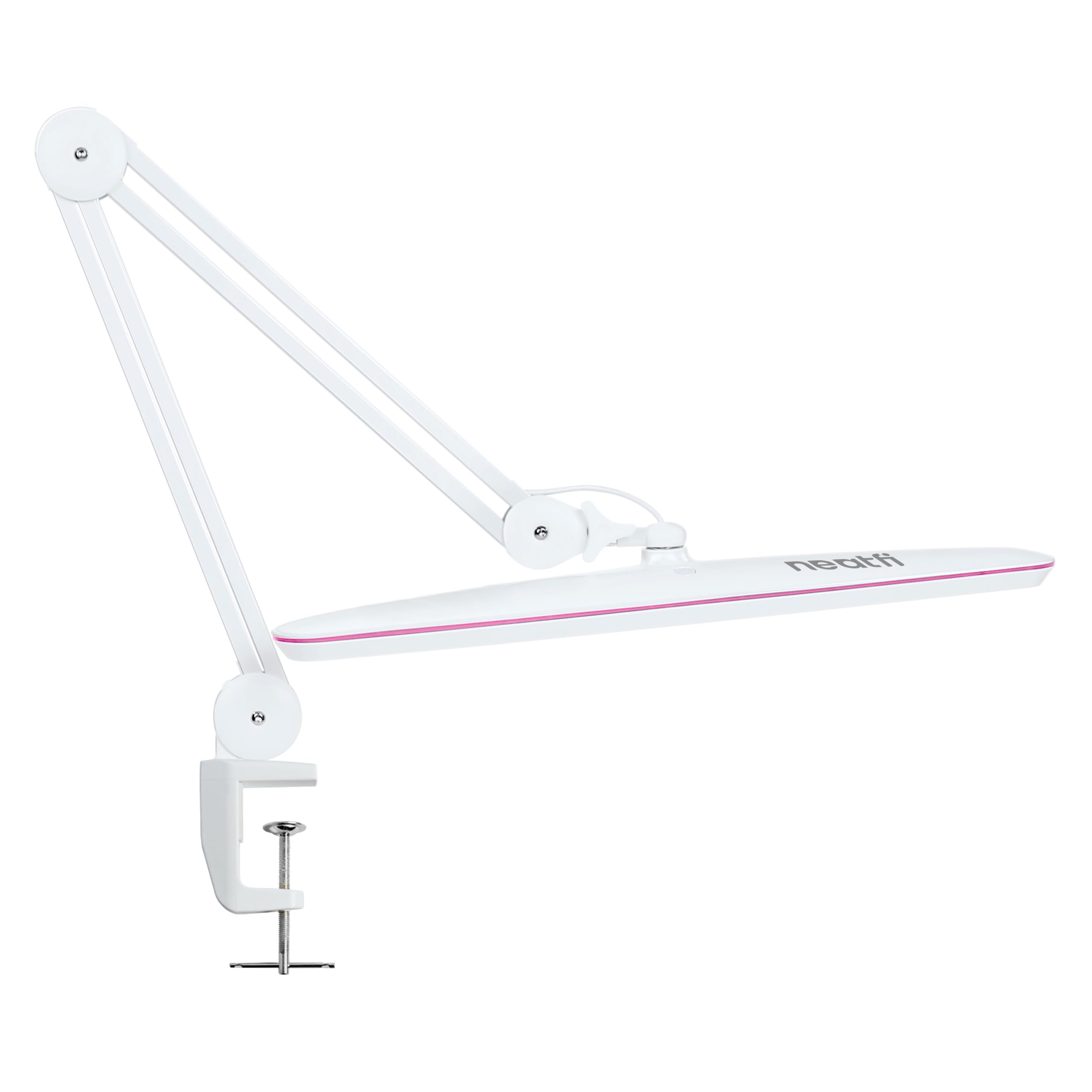 Neatfi LED Desk Lamp, 2200 Lumens, 23" Wide, Non-CCT (White, Pink Ring)