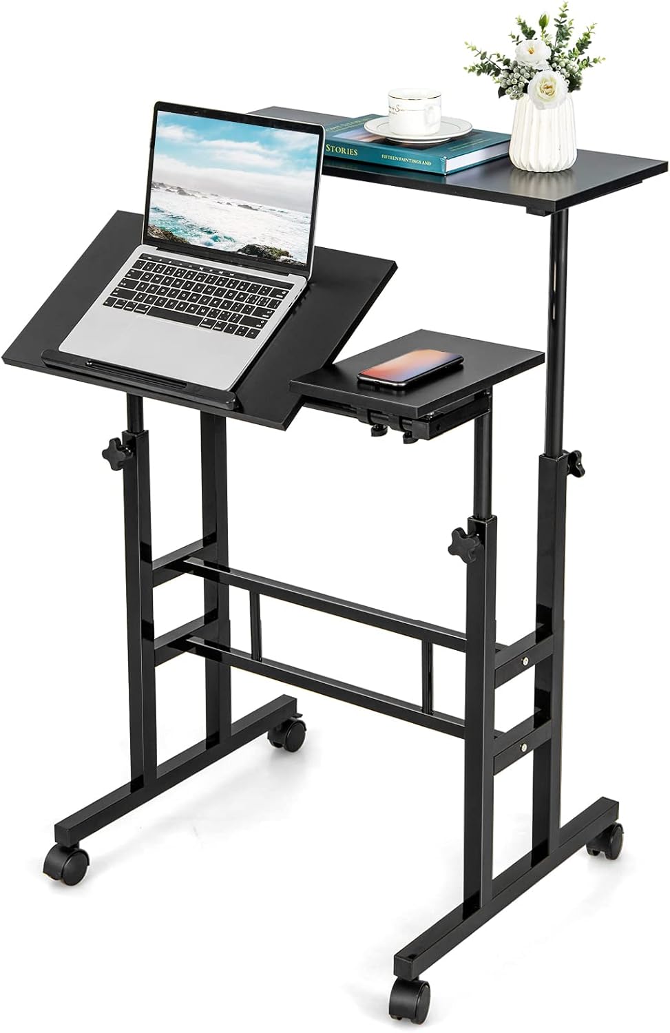 Tangkula Mobile Standing Desk Stand Up Desk, Height