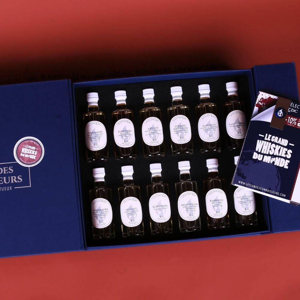 Le Grand Coffret Whiskys du Monde 12 x 40ml - En Solo Ou En Duo - Le Club Des Connaisseurs - Cadeau Homme