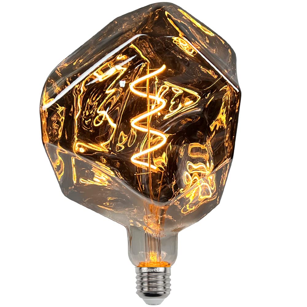 Bombilla Led Bombilla Vintage 4W Regulable Poliedro φ150mm Bombilla Led Grande Bombilla Edison Decorativa 220V E27 Humo