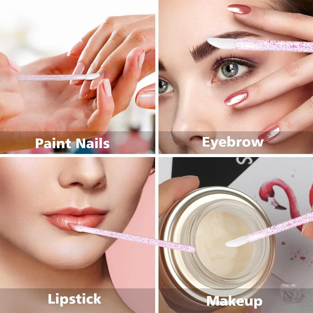 Set 50PCS Monouso Pennelli Lip Gloss + 50PCS Pennelli Scovolino Ciglia Monouso - Strumenti trucco per labbra e occhi.