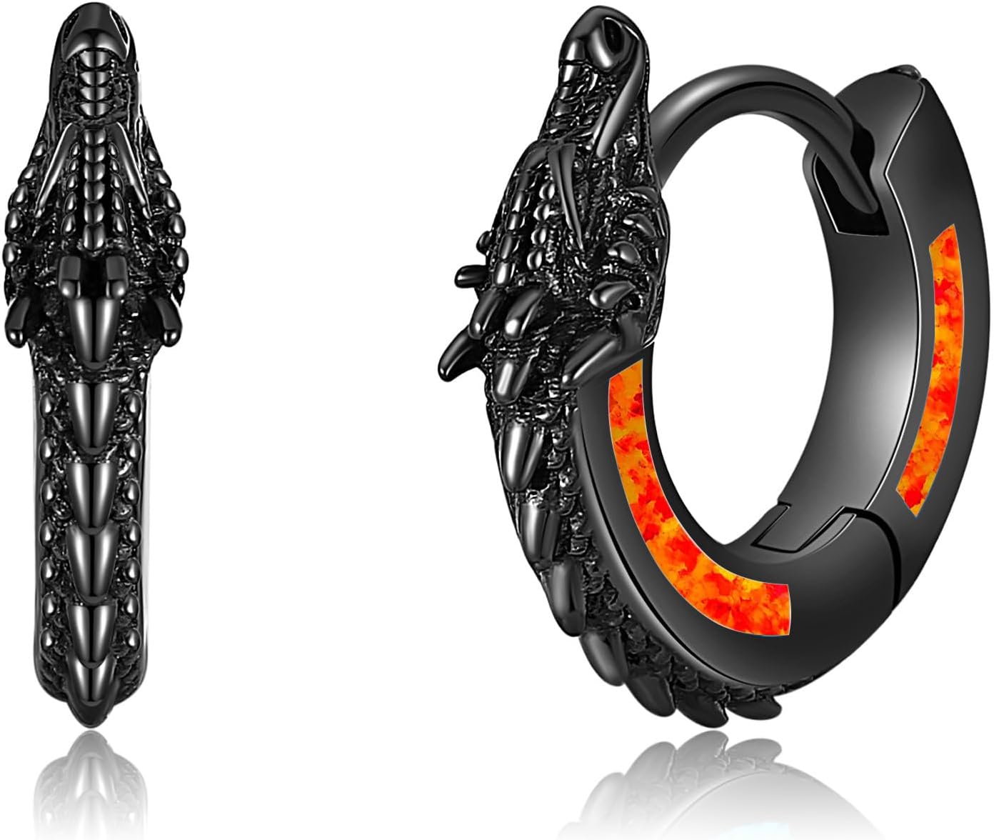 13/16mm Dragon/Viking Celtic/Triangle Hoop Earrings Sterling Silver Black/Abalone Shell/Opal Punk Huggie Hoop Earrings Viking Jewelry Gift for Men