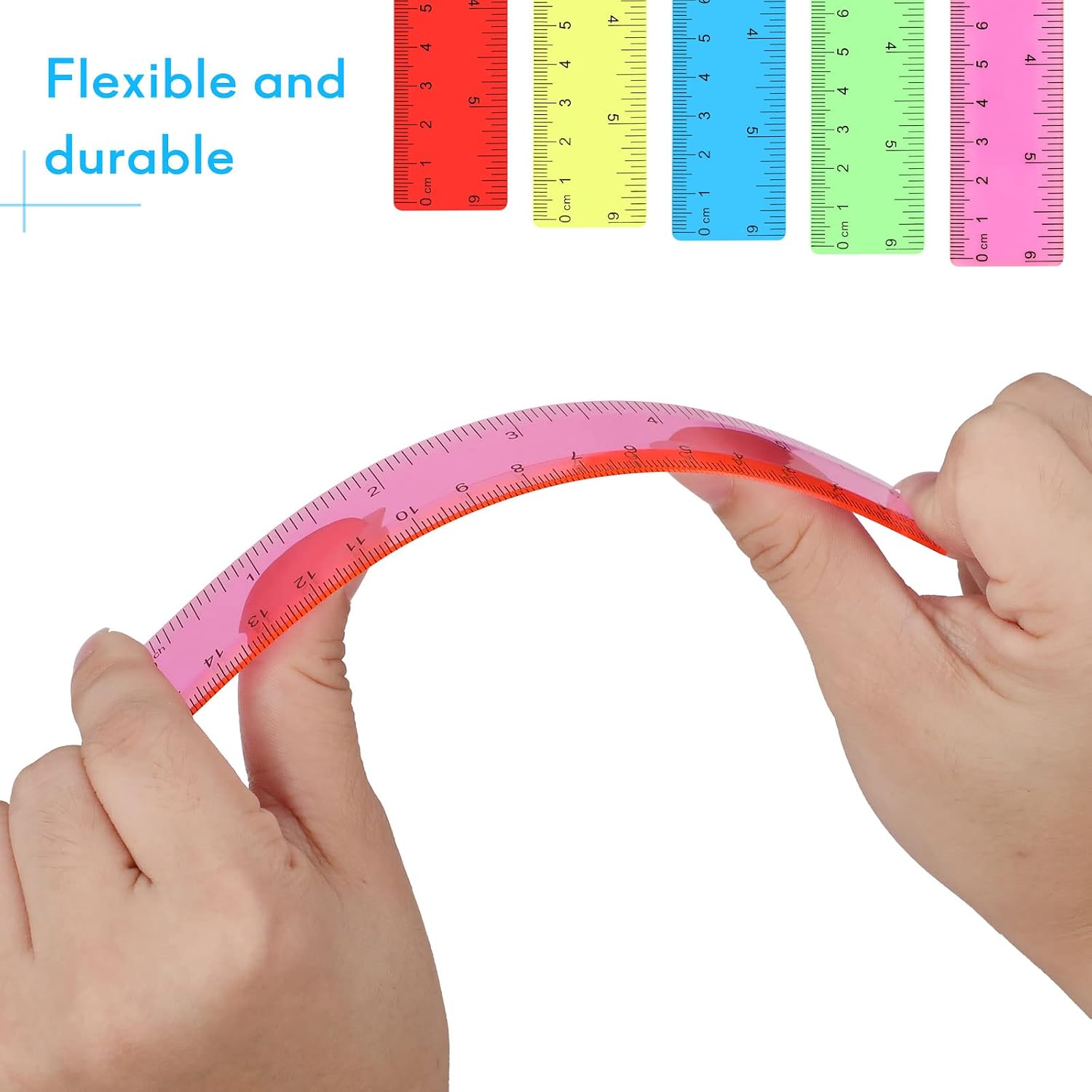 Zonon 50 Pcs 6''/12'' Plastic Rulers Bulk Flexible Straight image 2