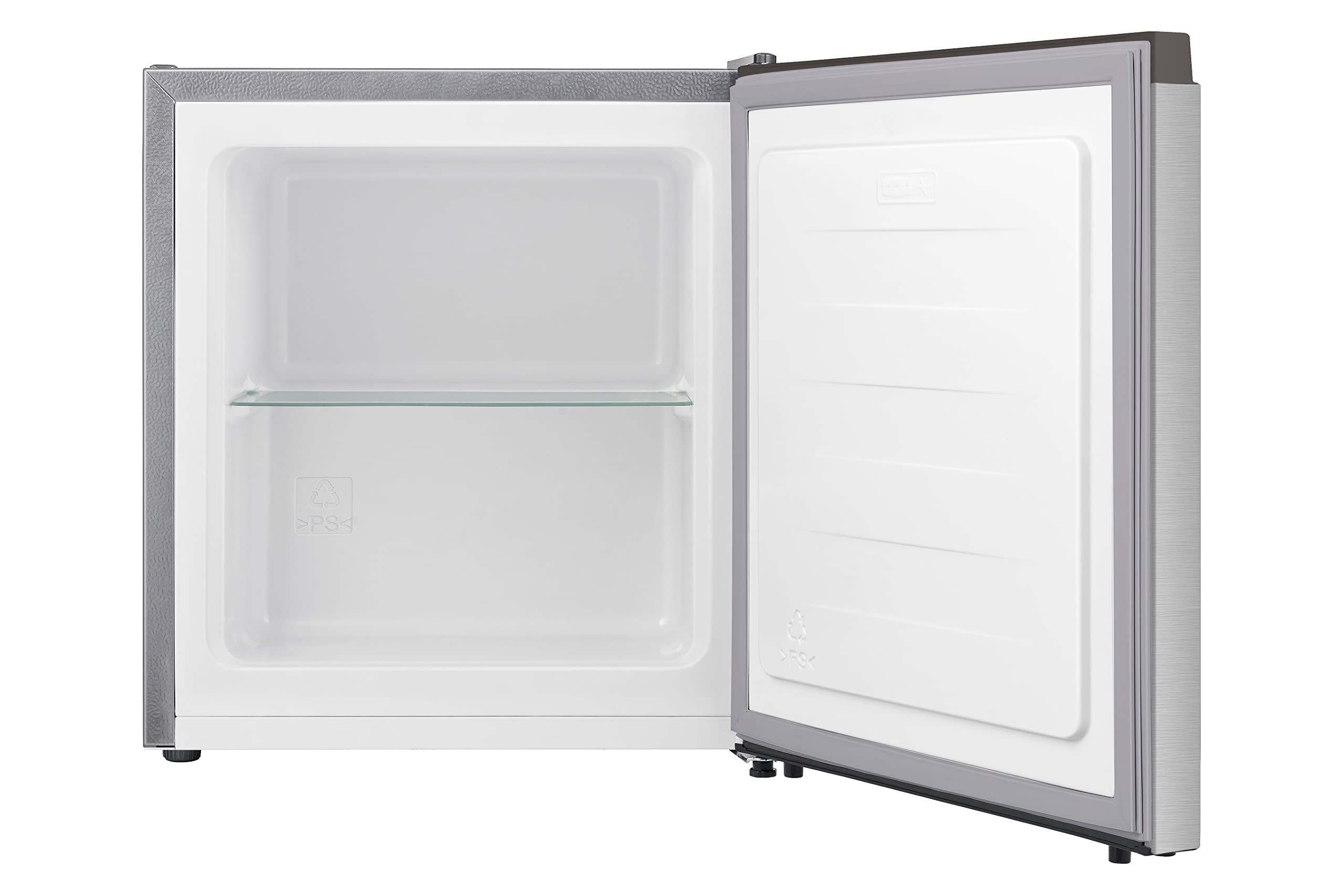 YUNA Mini Gefrierschrank SEREBRO FROST XS GB32 E mit 34l SILBERN bis - 18°C wechselbarer Türanschlag 147 kW höhenverstellbare 39 dB Gefrierbox Camping Büro freistehend