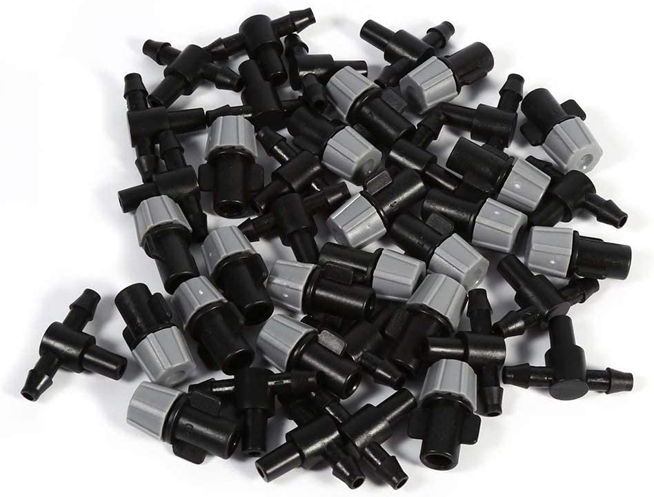 20Pcs Misting Sprinkler Nozzles,Plastic Irrigation Nozzles Tee Joints,for Misting Irrigation Irrigation(Black and Grey)