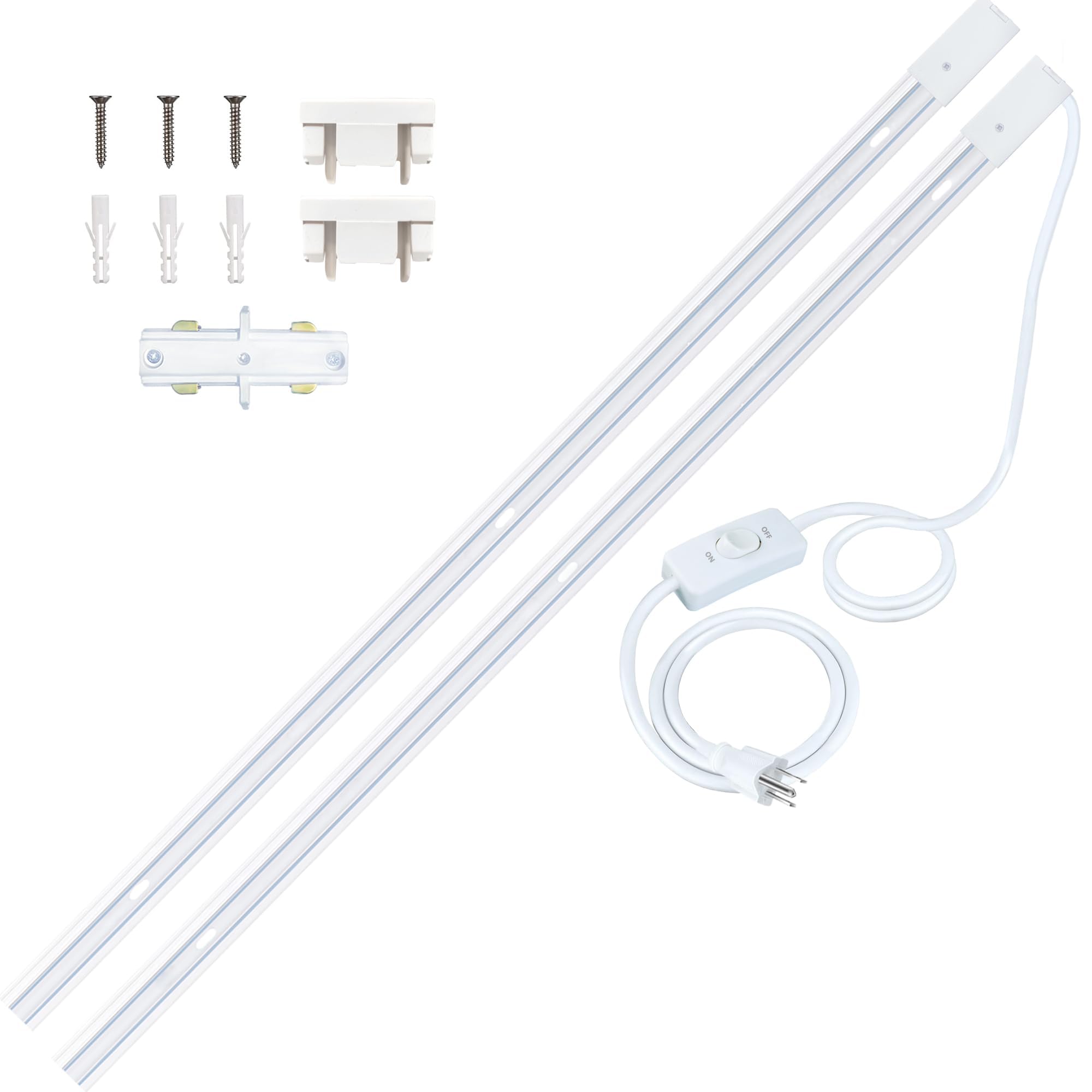 H-Type White Track Lighting Rail Kit, 3-Wire Extension 9.8 FT (4.92 * 2)