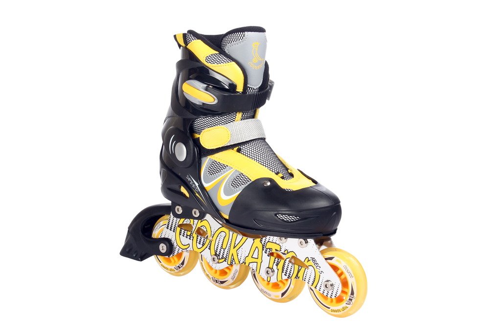 Cockatoo IS04 Steel Inline Skates with Steel Chassis, Senior Medium (Yellow)