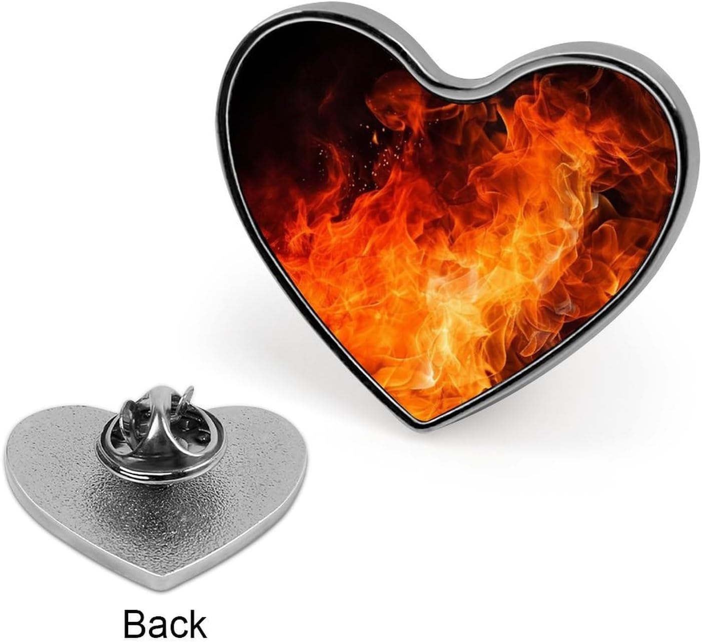 Roaring Flame Badges Heart with Button Design, Personalized Picture Pin Brooches, Heart Badge Holders for Decorate Hat Shirt Clothing Bag Accessories image 4