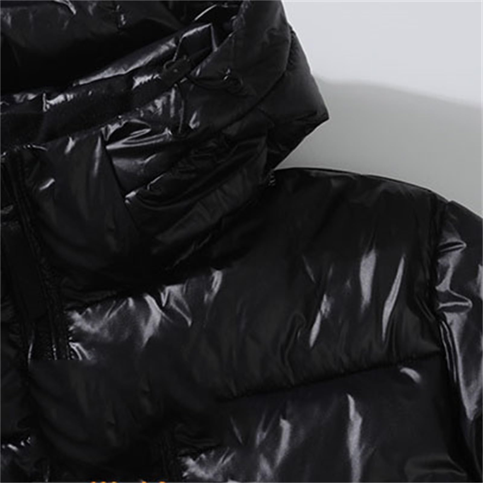 Giacca trapuntata Glossy da uomo, tinta unita, spessa giacca termica, giacca a buffer, vestibilità rilassata, giacca trapuntata per attività all'aria aperta, calda, giacca invernale leggera