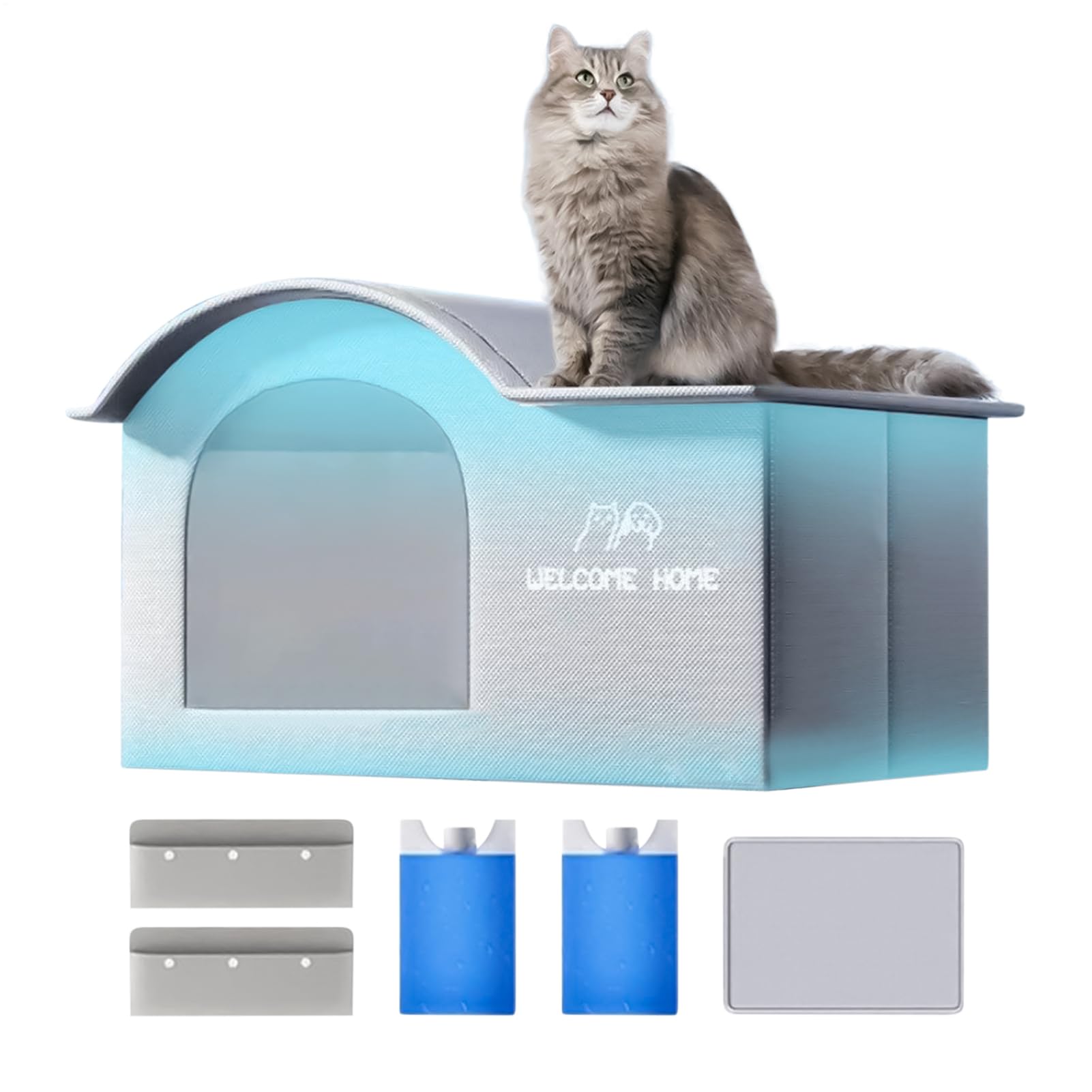 Abri chat anti coup de chaleur avec isolation aluminium et bloc réfrigérant pour balcon