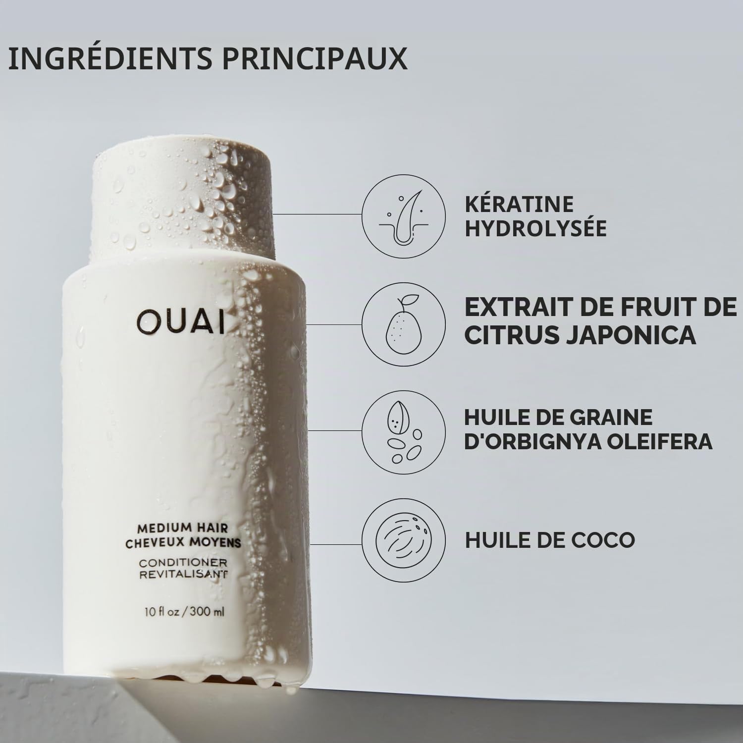 OUAI Poche de recharge après-shampoing fortifiant à keratine, babassu et huiles Nourrissant pour cheveux hydratés, brillants et lisses - 32 fl oz